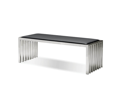 Pending - Mobital Bench Black Kade Bench Black Leatherette With Polished Stainless Steel