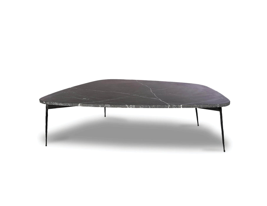 Mobital Coffee Table Black Flint Large Coffee Table Black Spanish Nero Marquina Marble With Distressed Forged Black Iron Legs