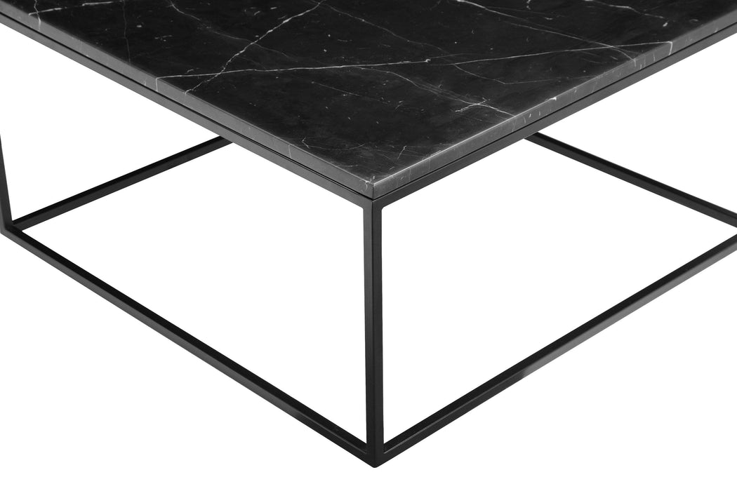 Mobital Coffee Table Black Onix 30" Square Coffee Table Black Nero Marquina Marble With Black Powder Coated Steel