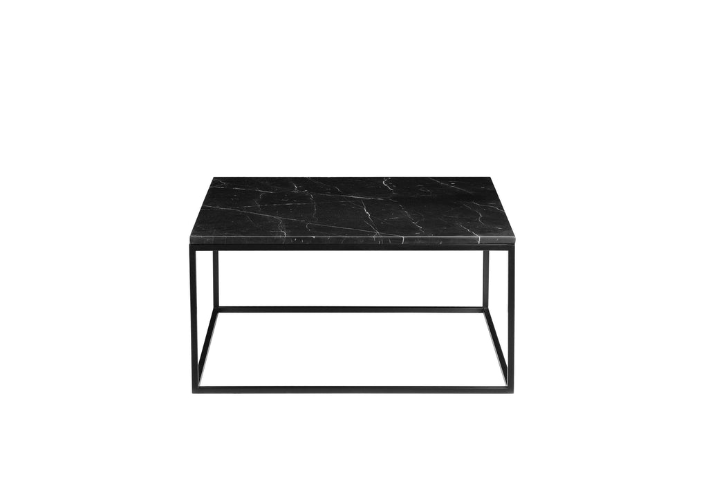 Mobital Onix 30" Square Coffee Table with Black Nero Marquina Marble Top and Black Powder Coated Steel