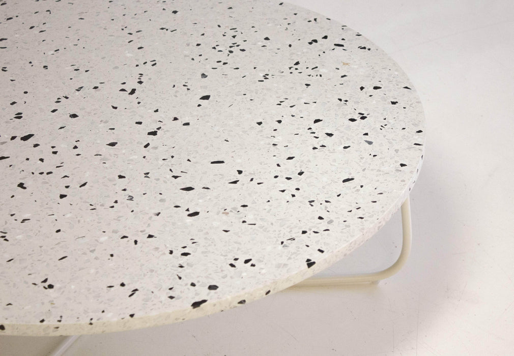 Mobital Coffee Table White Rizzo 36 Inch Diameter Coffee Table White Terrazo Marble With White Base