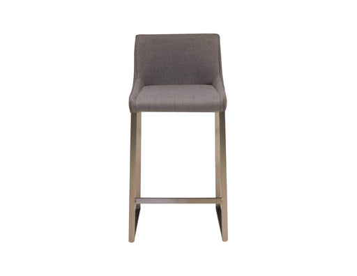 Mobital Bennett Counter Stool In Light Gray Fabric With Brushed Stainless Steel