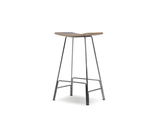 Mobital Sitges Counter Stool with American Walnut Veneer Seat and Polished Stainless Steel
