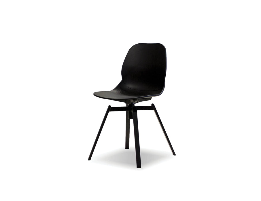 Mobital Petal Dining Chair in Black with Black Powder Coated Steel (Set of 4)