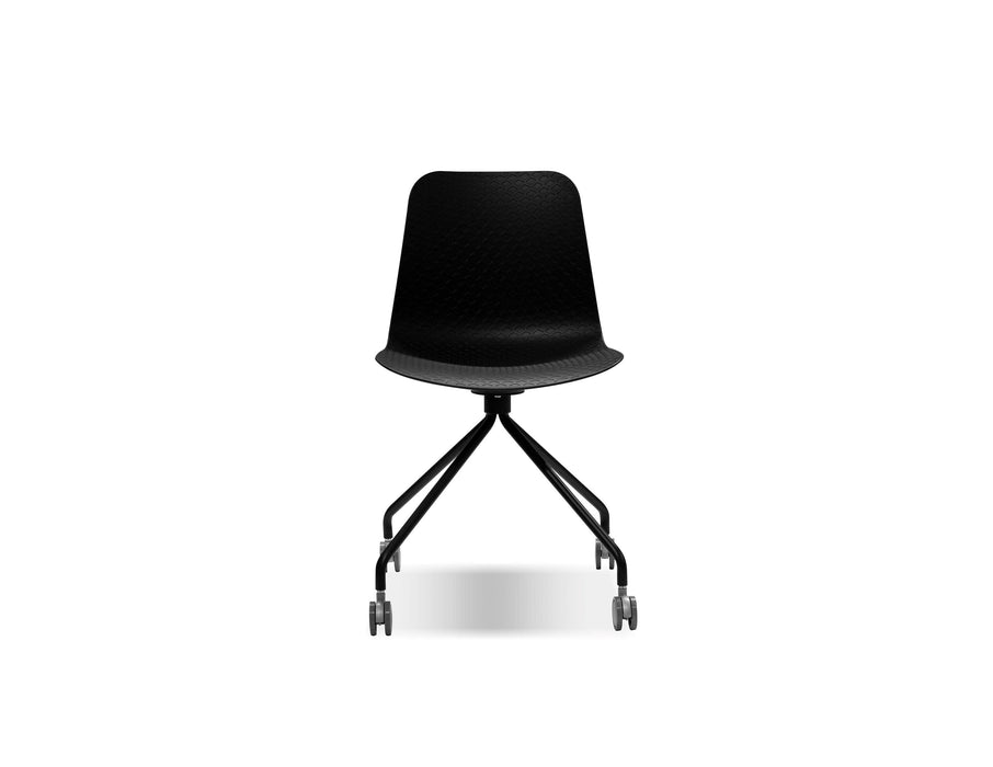  Mobital Trask Dining Chair in Black Polypropylene with Chrome Legs and Castors (Set of 2)