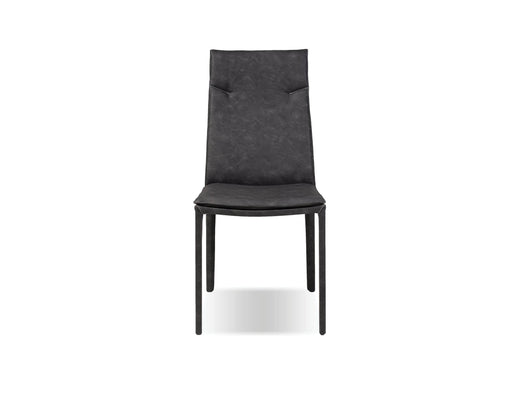 Mobital Harris Dining Chair in Gray Full Leatherette Wrap with White Stitching (Set of 2)