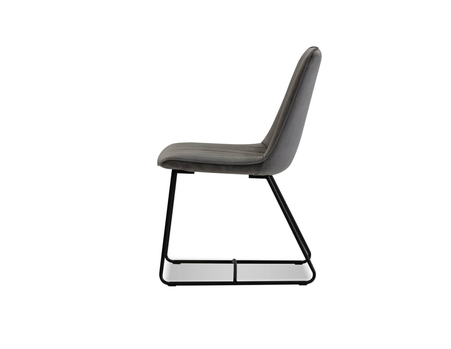  Mobital Dining Chair Pewter Velvet Zipper Dining Chair Pewter Velvet, Black Powder Coated Legs Set Of 2