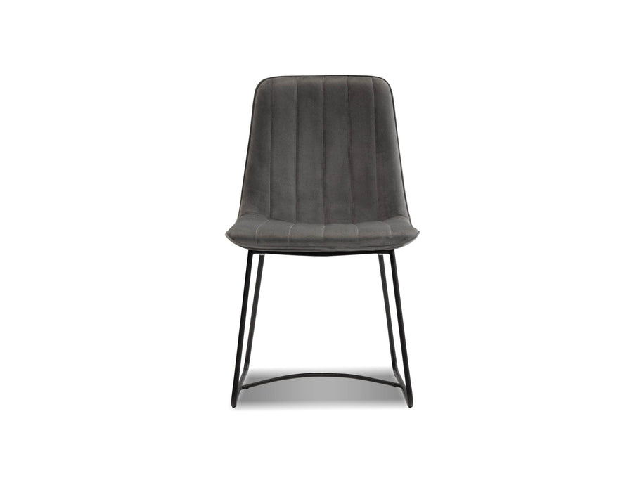  Mobital Zipper Dining Chair in Pewter Velvet with Black Powder Coated Legs (Set of 2)