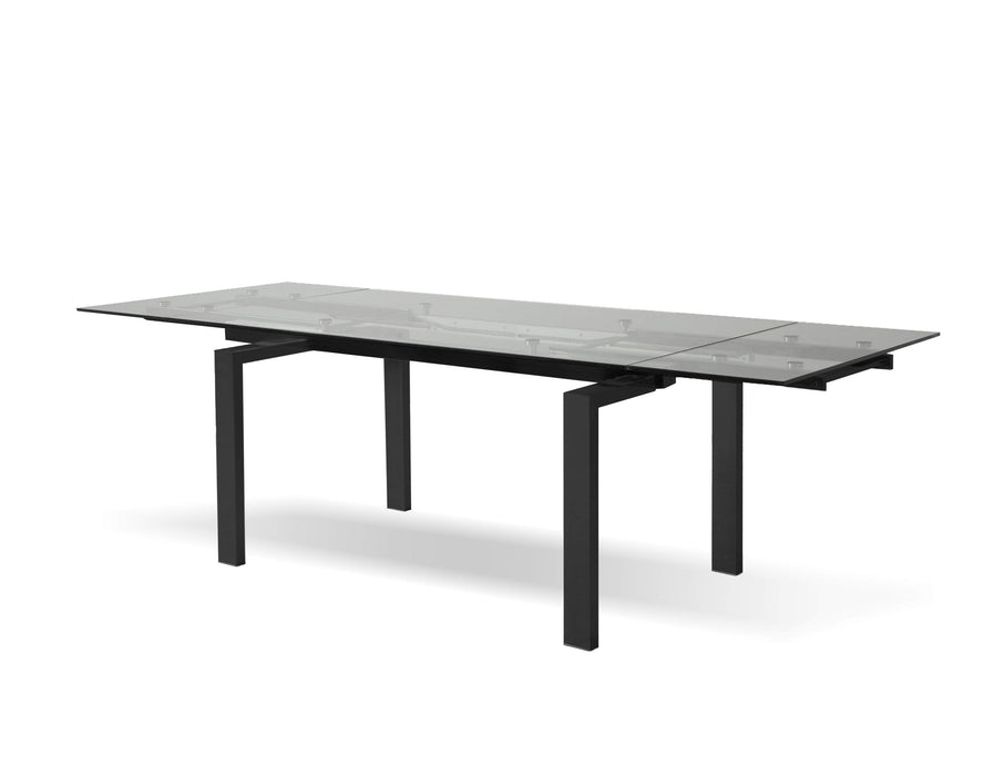 Mobital Cantro Extending Dining Table with Clear Glass and Black Powder Coated Base