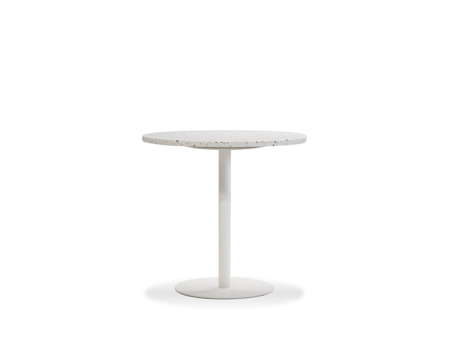 Mobital Razor 30 Inch Round Dining Table with White Terrazo Marble Top and White Base
