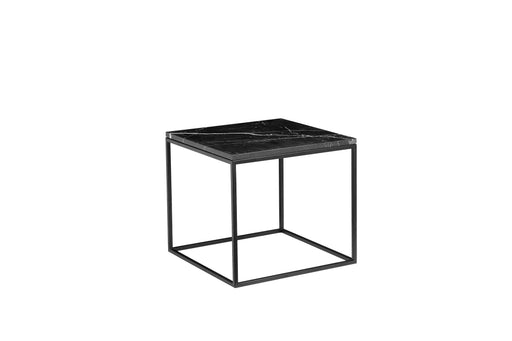 Mobital Onix 19" Square End Table with Black Nero Marquina Marble Top and Black Powder Coated Steel