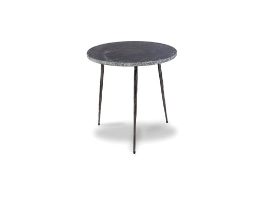 Mobital End Table Black Spanish Nero Marquina Marble Kaii 16" Medium End Table With Distressed Forged Black Iron Legs - Available in 3 Colors