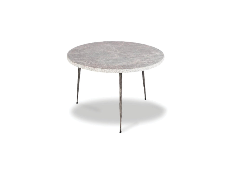 Mobital End Table Gray Italian Marble Kaii 13" Low End Table With Distressed Forged Black Iron Legs - Available in 3 Colors