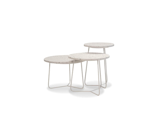 Mobital Rizzo Round End Table with White Terrazo Marble Top and White Base