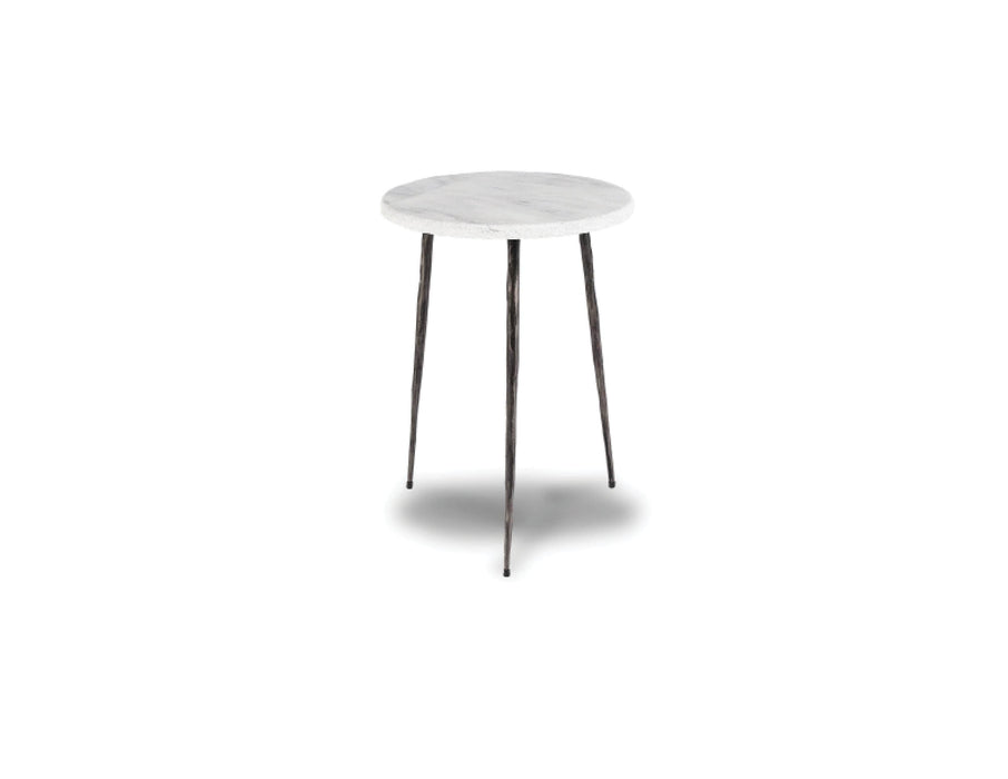 Mobital End Table White Volakas Marble Kaii 18" Tall End Table With Distressed Forged Black Iron Legs - Available in 3 Colors
