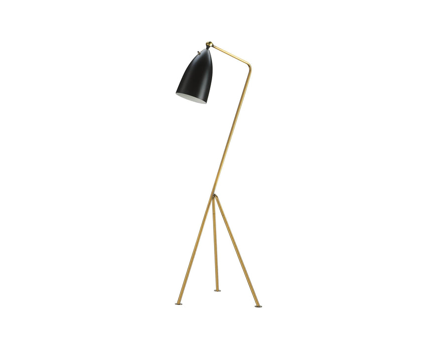  Mobital Floor Lamp Brass Stem And Hardware Stickman Floor Lamp Matte Black Aluminum Shade - Available in 2 Colors