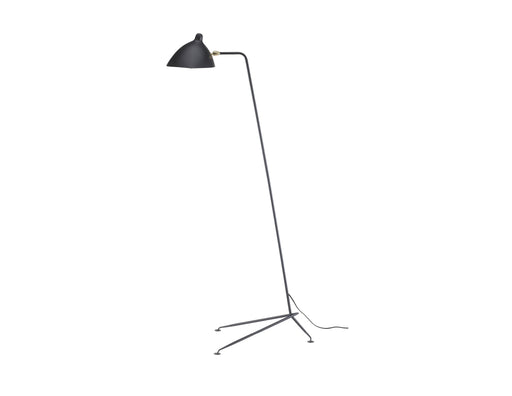 Mobital Gyoza Single Floor Lamp with Matte Black Aluminum Shade and Brass Hardware