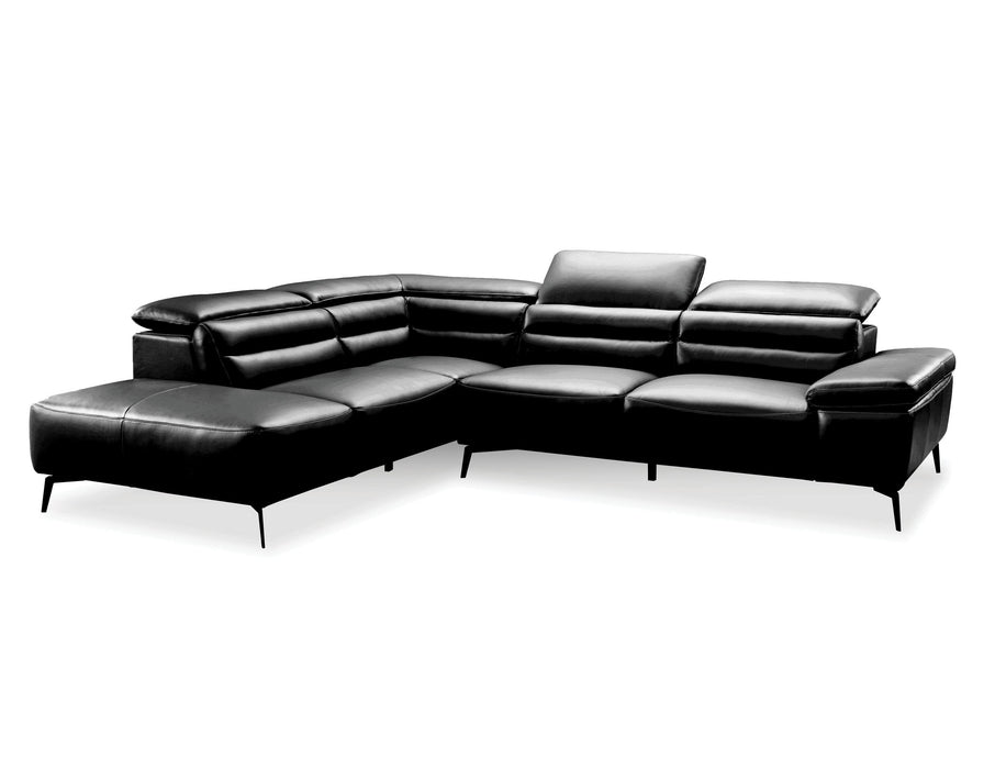 Mobital Left Side Facing Black Camello Leather Sectional Left Side Facing With Black Powder Coated Legs - Available in 3 Colors
