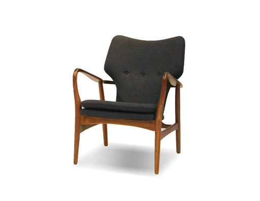 Mobital Ingrid Lounge Chair in Gray Fabric with Walnut Wood