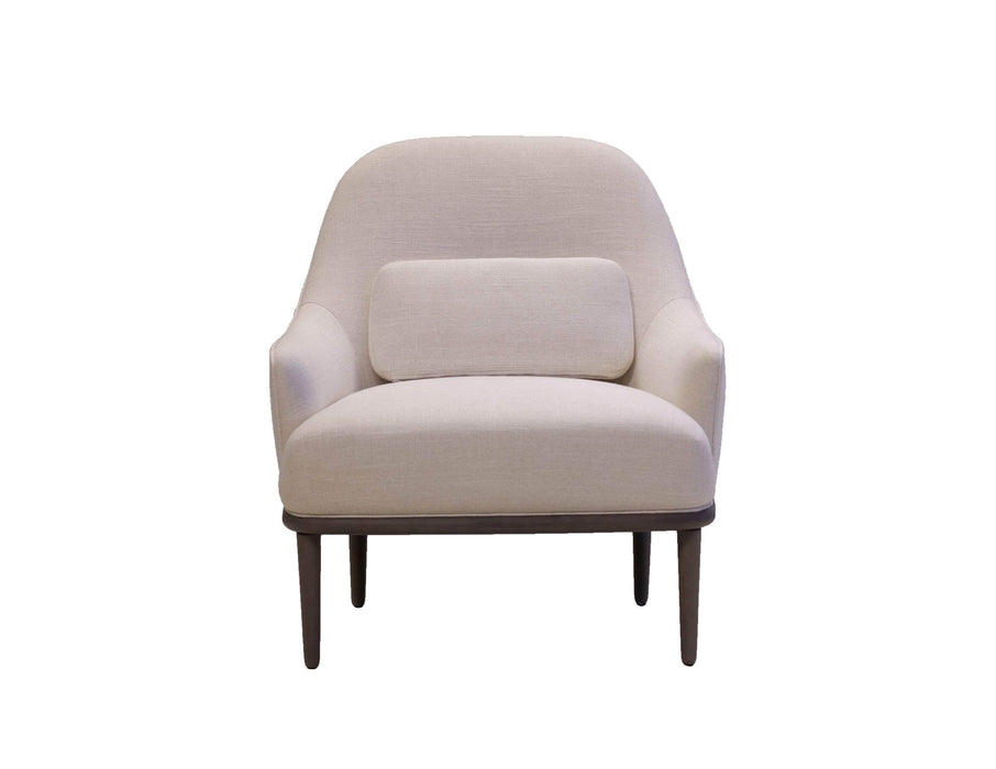 Mobital Crawford Low Back Lounge Chair in Off White Fabric with Gray Legs