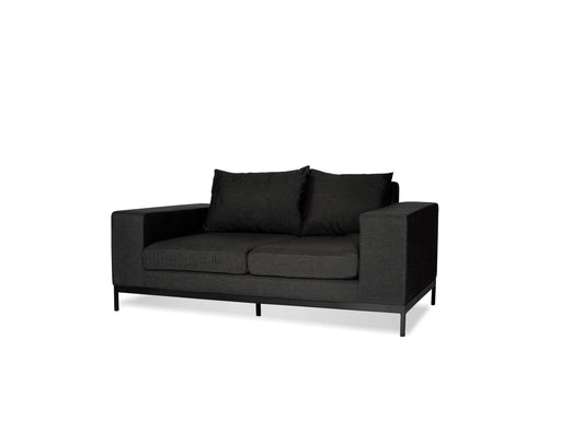 Mobital Jericho Loveseat in Sunbrella Charcoal Gray Fabric with Black Frame