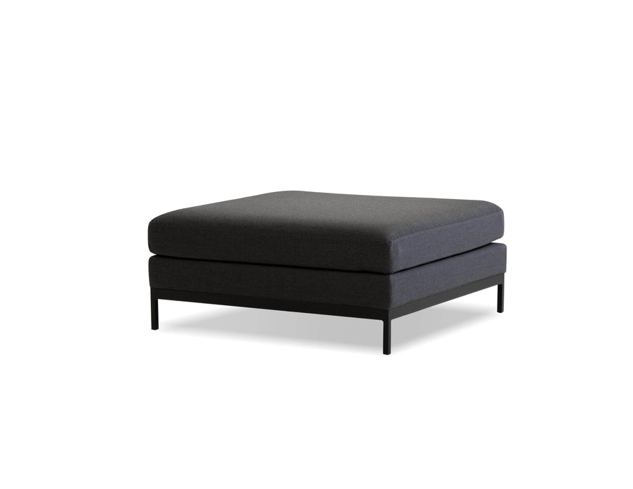 Mobital Jericho Ottoman in Sunbrella Charcoal Gray Fabric with Black Frame