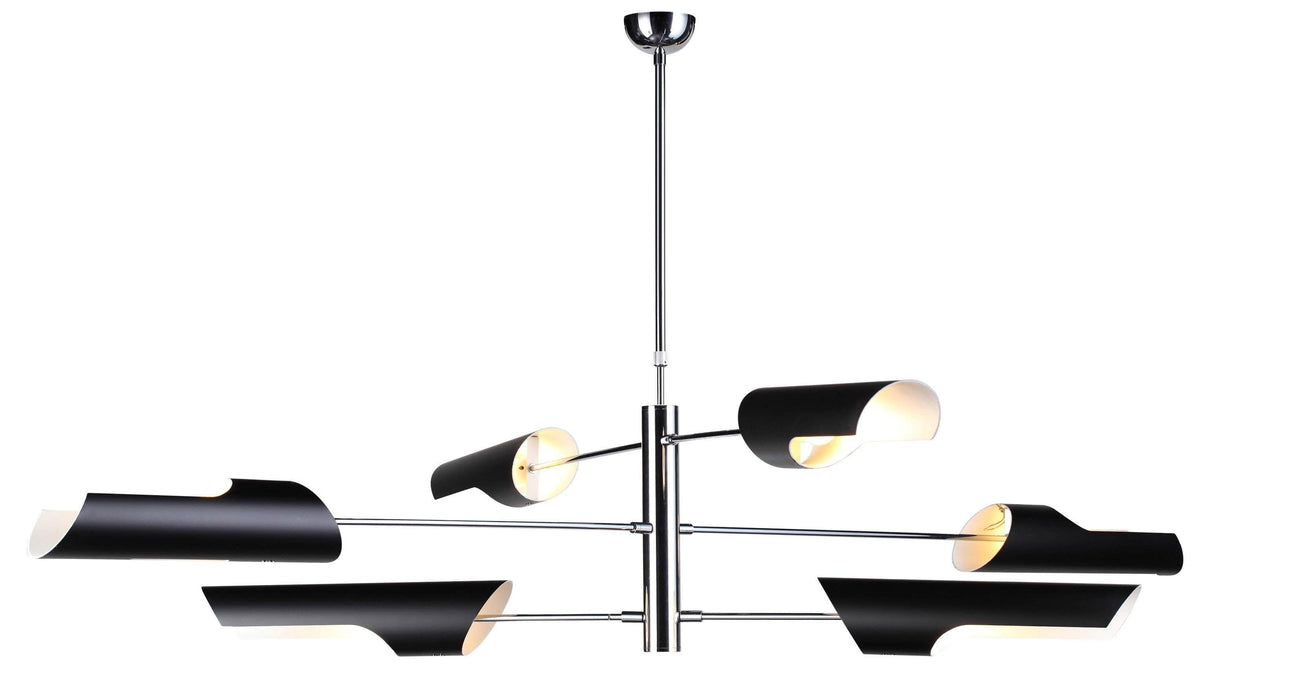 Mobital Mobile Pendant Lamp with Chrome Coated Frame and Black Steel Lampshade
