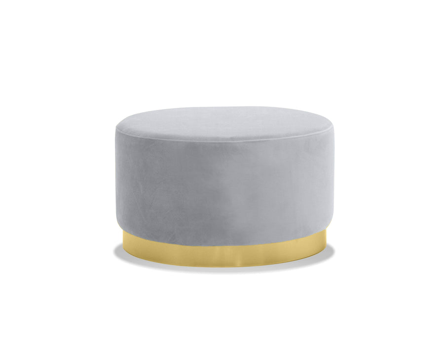 Pillbox Low Pouf with Electroplated Gold Base - Available in 2 Colors and Heights
