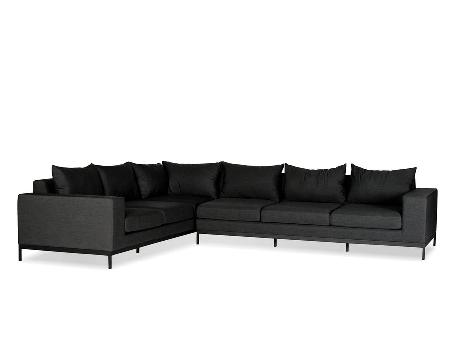 Mobital Jericho Sectional Sofa in Sunbrella Charcoal Gray Fabric with Black Frame