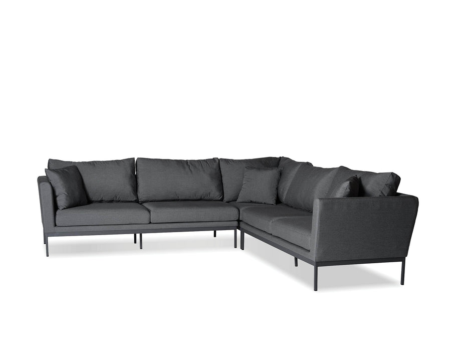 Mobital Mobital Huntington Outdoor Patio 3-Piece Sectional Sofa in Sunbrella Carbon Gray Fabric with Gray Frame