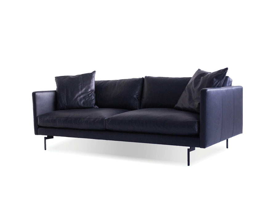 Mobital Tux Leather Sofa with Powder Coated Black Legs