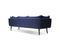 Mobital Sofa Blue Deklan 3 Seater Sofa Blue Fabric with Black Wooden Legs