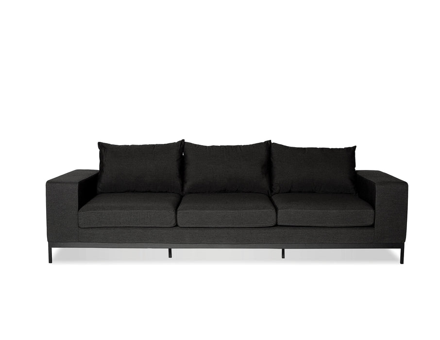 Mobital Jericho 3-Seater Sofa with Sunbrella Charcoal Gray Fabric and Black Frame