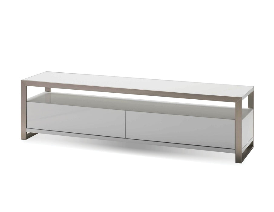 Mobital TV Stand White Brando TV Stand High Gloss White With Polished Stainless Steel