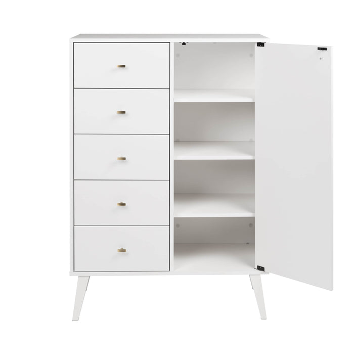 Milo Mid Century Modern 5-Drawer Chest with Door - Available in 4 Colors