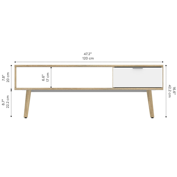 Pending - Modubox Coffee Table Bestar Procyon 48W Coffee Table - Modern Oak & White UV