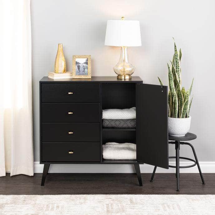 Pending - Modubox Drawer Chest Black Milo MCM 4-Drawer Chest with Door - Available in 3 Colors