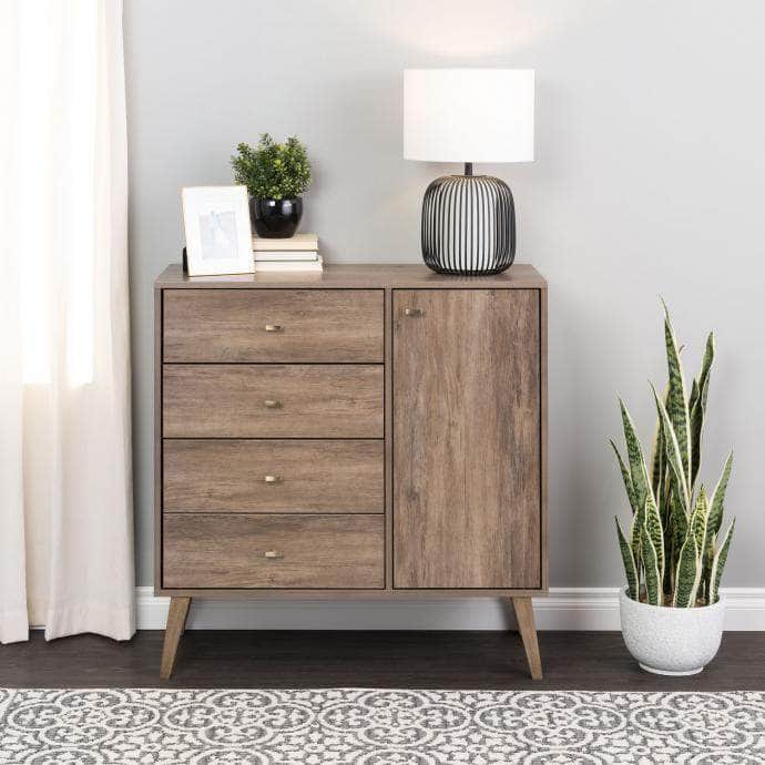 Pending - Modubox Drawer Chest Drifted Gray Milo MCM 4-Drawer Chest with Door - Available in 3 Colors