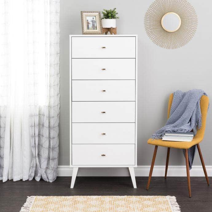 Pending - Modubox Drawer Chest White Milo MCM Tall 6-Drawer Chest - Available in 3 Colors