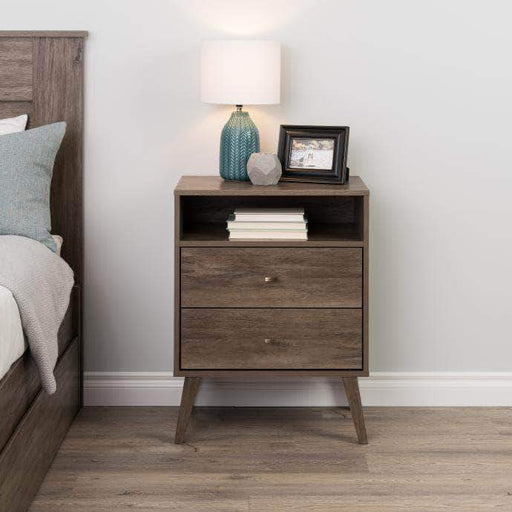 Pending - Modubox Drifted Gray Milo Mid Century Modern 2-drawer Tall Nightstand with Open Shelf - Multiple Colors Available