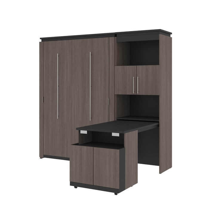Bestar Murphy Beds Bark Gray & Graphite Orion Full Murphy Bed And Shelving Unit With Fold-Out Desk - Available in 2 Colors