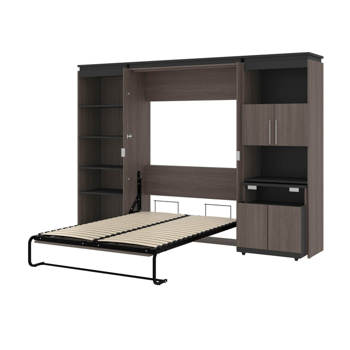 Bestar Murphy Beds Orion Full Murphy Bed With Shelving And Fold-Out Desk - Available in 2 Colors