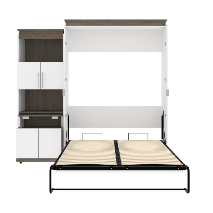 Bestar Murphy Beds Orion Queen Murphy Bed And Shelving Unit With Fold-Out Desk - Available in 2 Colors