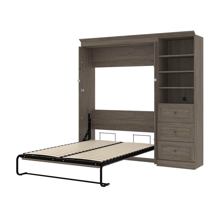 Modubox Murphy Wall Bed Walnut Gray Versatile Full Murphy Bed with Shelving Unit and Drawers - Available in 2 Colors