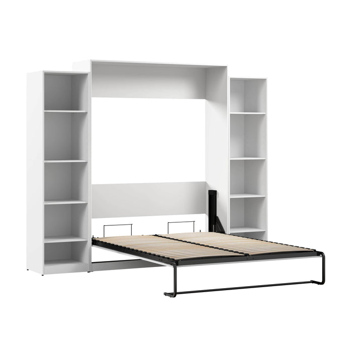 Bestar Murphy Wall Bed White Claremont Queen Murphy Bed with Closet Organizers (105W) - Available in 3 Colors