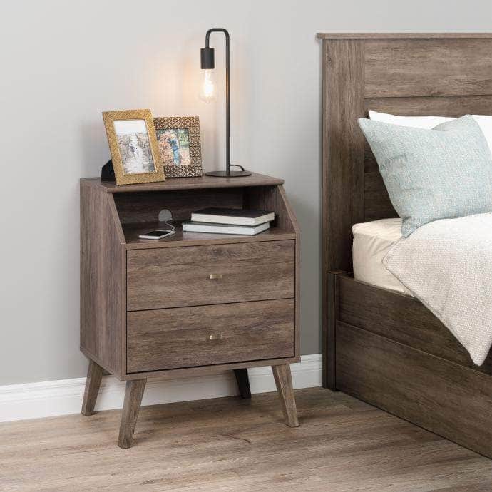 Pending - Modubox Nightstand Drifted Gray Milo 2-Drawer Nightstand with Angled Top - Available in 3 Colors