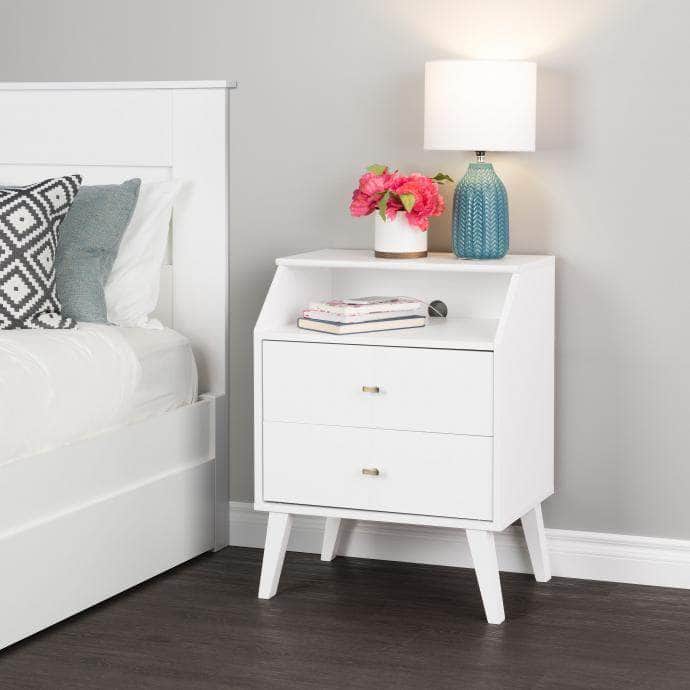 Pending - Modubox Nightstand White Milo 2-Drawer Nightstand with Angled Top - Available in 3 Colors