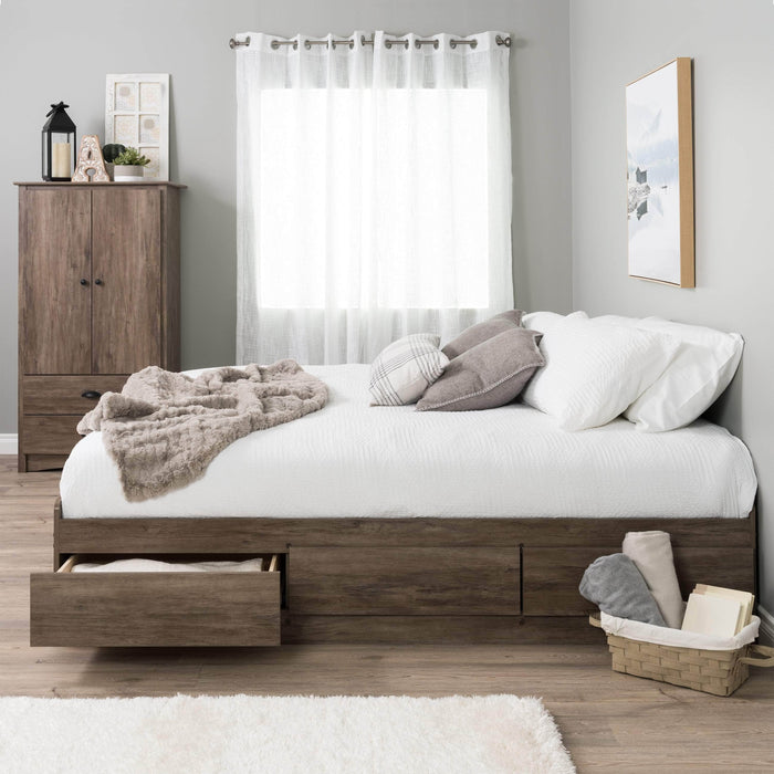 Pending - Modubox Platform Bed King Mate's Platform Storage Bed with 6 Drawers in Drifted Gray - Available in 2 Sizes