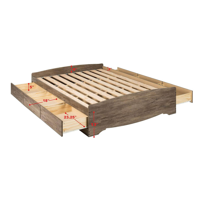 Pending - Modubox Platform Bed Mate's Platform Storage Bed with 6 Drawers in Drifted Gray - Available in 2 Sizes