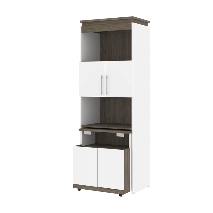 Bestar Storage White & Walnut Gray Orion Shelving Unit With Fold-Out Desk - Available in 2 Colors